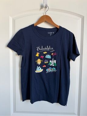 LOFT Navy Philadelphia Graphic Tee NWOT